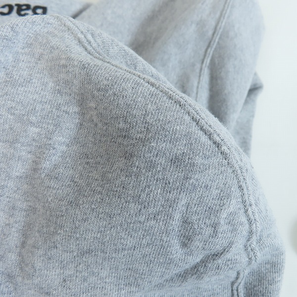 実際に弊社で買取させて頂いたBack Channel/バックチャンネル OFFICIAL LOGO PULLOVER PARKA 刺繍ロゴ パーカー グレー Lの画像 6枚目