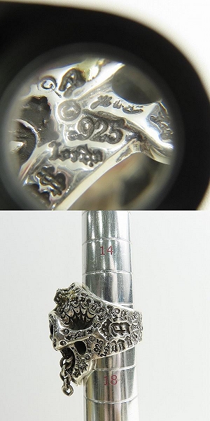 実際に弊社で買取させて頂いた【ギャラ付】BWL/BILL WALL LEATHER/ビルウォールレザー ゴールドサダー ストーンアイズ GRAFFITI MASTER SKULL RING/17号　の画像 7枚目