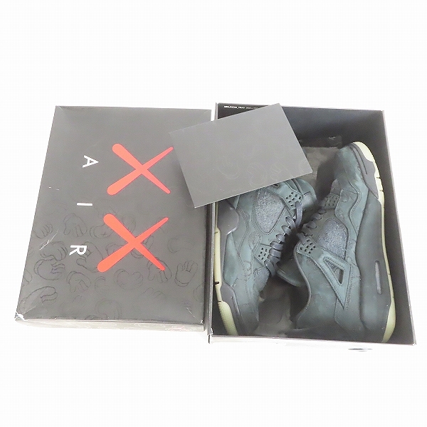 実際に弊社で買取させて頂いたNIKE/ナイキ×KAWAS/カウズ AIR JORDAN4/エアジョーダン4 ブラック 930155-001/29の画像 8枚目