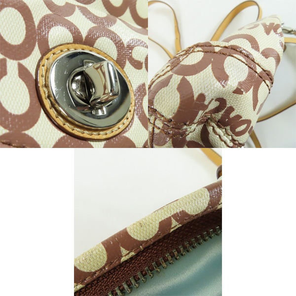 実際に弊社で買取させて頂いたCOACH/コーチ オプアート コーテッド キャンバス リアトート 2WAY ハンドバッグ/ショルダーバッグの画像 7枚目