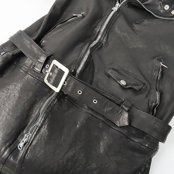 実際に弊社で買取させて頂いたBACKLASH/バックラッシュ JAPAN SHOULDER “GARMENT-DYED” RIDERS COAT/ライダース コート 1773-13/M(2)の画像 2枚目