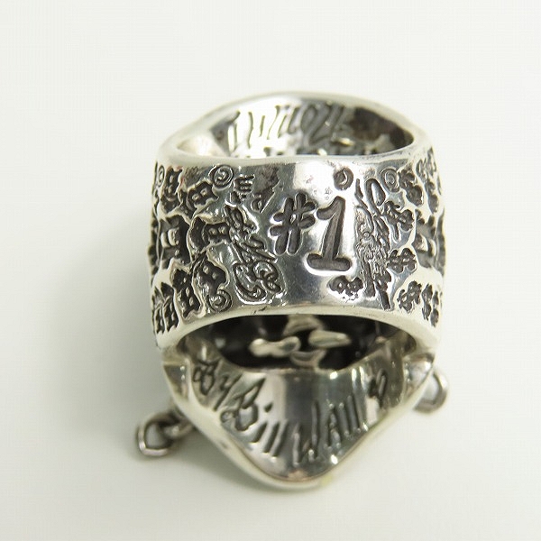 実際に弊社で買取させて頂いた【ギャラ付】BWL/BILL WALL LEATHER/ビルウォールレザー ゴールドサダー ストーンアイズ GRAFFITI MASTER SKULL RING/17号　の画像 3枚目