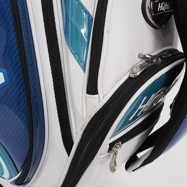 実際に弊社で買取させて頂いたHONMA/ホンマ CB-1802 TOUR WORLD/ツアーワールド 9型 5分割 スタンド式キャディバッグ ブルーｘホワイトの画像 6枚目