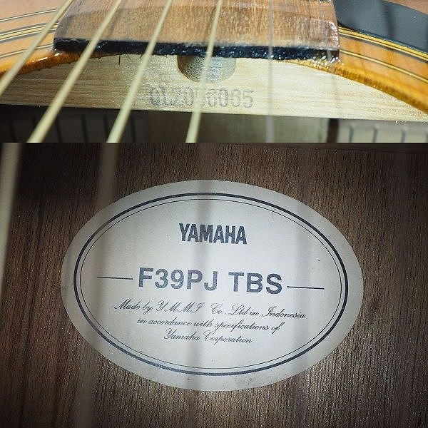 実際に弊社で買取させて頂いた★YAMAHA/ヤマハ F39PJ TBS アコースティックギター/アコギ ソフトケース付の画像 4枚目