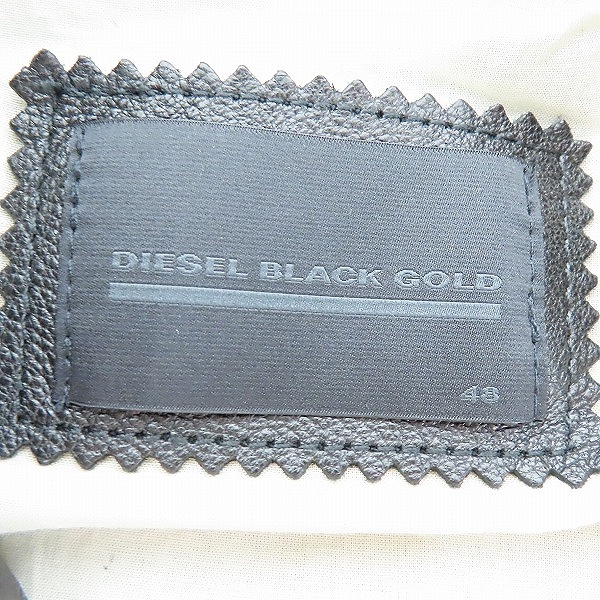実際に弊社で買取させて頂いたDIESEL BLACK GOLD/ディーゼルブラックゴールド ラムレザーダブルライダースジャケット 48の画像 2枚目