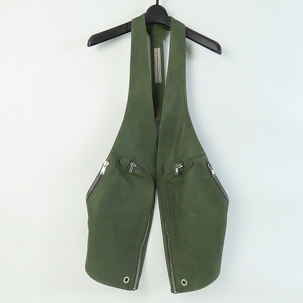 実際に弊社で買取させて頂いたRICK OWENS/リックオウエンス BAUHAUS HARNESS VEST/バウハウス ハーネス ベスト グリーン RR02A5451-LCW/48の画像 1枚目