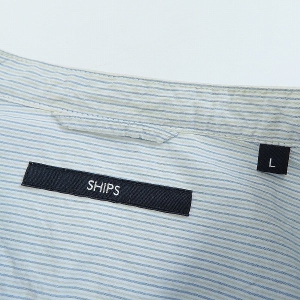 実際に弊社で買取させて頂いたships/シップス ストライプノーカラーシャツ/Lの画像 2枚目