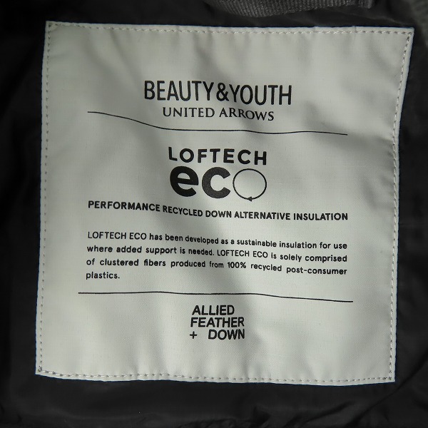 実際に弊社で買取させて頂いたUNITED ARROWS/ユナイテッドアローズ LOFTECH ダウン MA-1/フライトジャケット 1225-199-9440 /XLの画像 2枚目