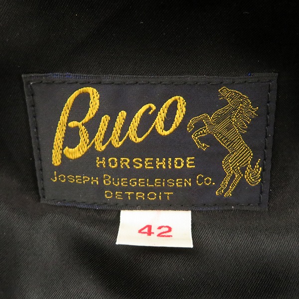 実際に弊社で買取させて頂いたBUCO/ブコ THE REAL McCOY'S/リアルマッコイズ HORSE HIDE/ホースハイド J-100 シングルライダースジャケット/42の画像 2枚目