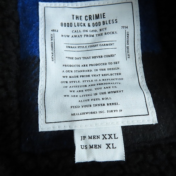 実際に弊社で買取させて頂いたCRIMIE/クライミー ウールチェックカバーオール/CR1-02L5-JK35/XXLの画像 2枚目