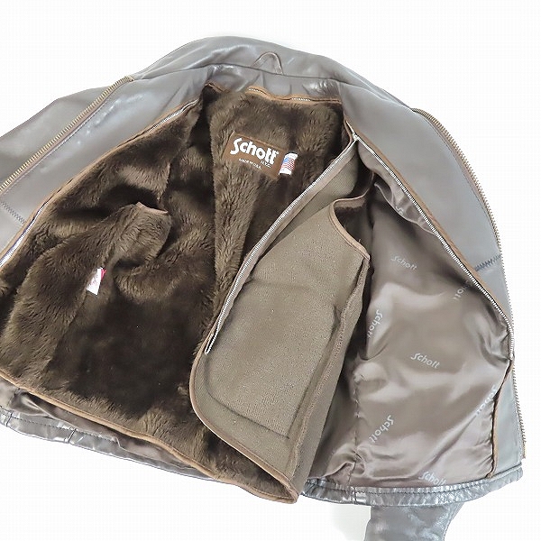 実際に弊社で買取させて頂いたSchott/ショット シングルレザー ライダースジャケット 34の画像 4枚目