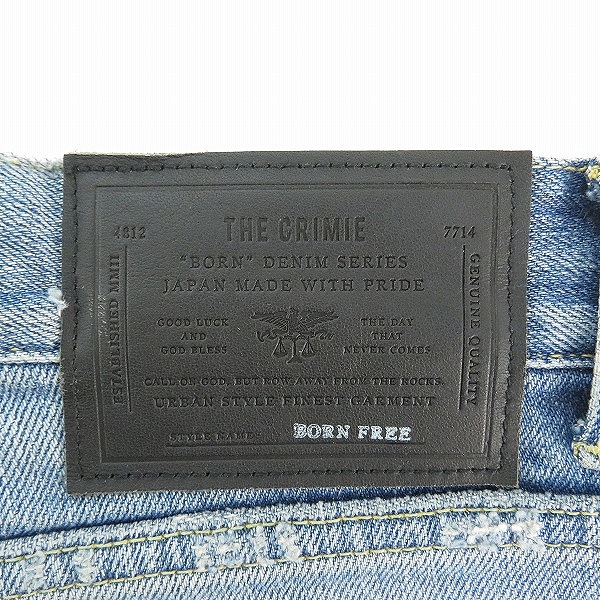 実際に弊社で買取させて頂いたCRIMIE/クライミー BORN FREE SUPER CLASH DENIM JEANS ダメージ加工 デニムパンツ/インディゴ/CR1-02A1-PL05 /30の画像 2枚目