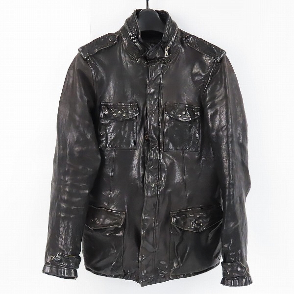 実際に弊社で買取させて頂いたBACKLASH/バックラッシュ ドイツタンニンカーフ製品染め M-65 ミリタリージャケット 1148-04/2