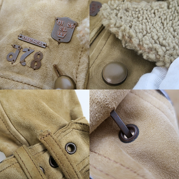 実際に弊社で買取させて頂いたDIESEL/ディーゼル 襟ボア ヌバック/バックスキン レザージャケット A62226170/Mの画像 6枚目