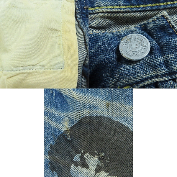 実際に弊社で買取させて頂いたHYSTERIC GLAMOUR/ヒステリックグラマー DOORS プリント USED加工 デニム 0292AP04/30の画像 8枚目