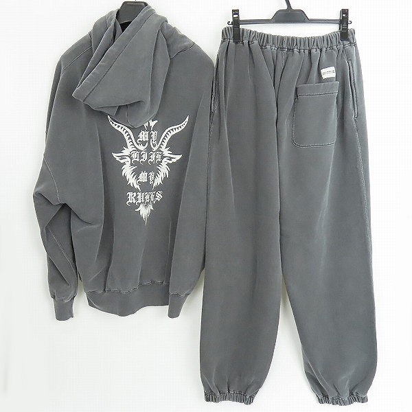 実際に弊社で買取させて頂いた【未使用】COOTIE PRODUCTIONS × HANGOUT コラボ バフォメット プリントデザイン パーカー セットアップ /LXLの画像 1枚目