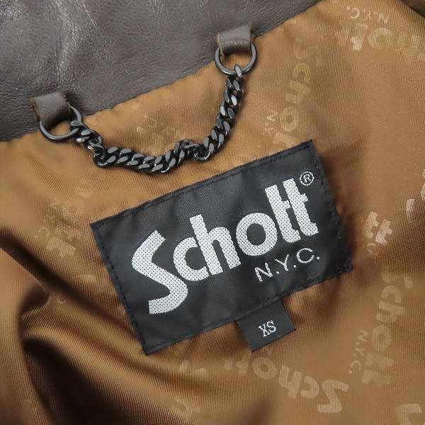 実際に弊社で買取させて頂いたSchott/ショット シープスキン レザー ダブル ライダース ジャケット 3271000/XSの画像 2枚目