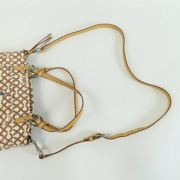 実際に弊社で買取させて頂いたCOACH/コーチ オプアート コーテッド キャンバス リアトート 2WAY ハンドバッグ/ショルダーバッグの画像 5枚目