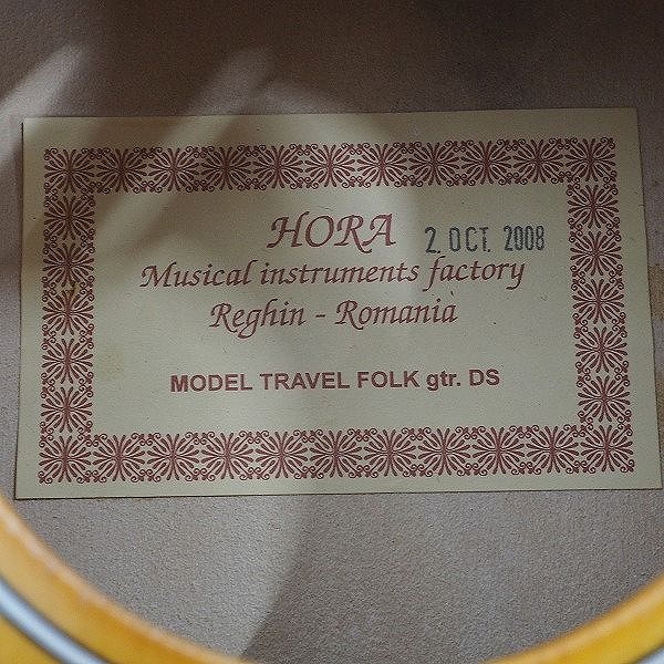 実際に弊社で買取させて頂いた★【弦無し】HORA/オラ TRAVEL FOLK Gtr.DS/トラベル フォークギター ミニアコースティックギター 2008年製 ケース付の画像 4枚目