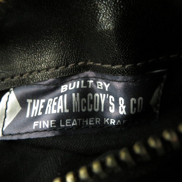 実際に弊社で買取させて頂いたBUCO/ブコ THE REAL McCOY'S/リアルマッコイズ HORSE HIDE/ホースハイド J-100 シングルライダースジャケット/42の画像 3枚目