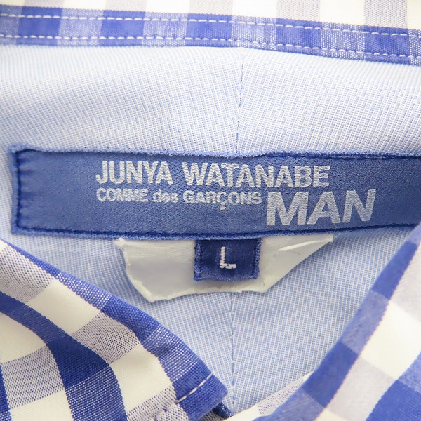 実際に弊社で買取させて頂いたJUNYAWATANABE COMME des GARCONS MAN/ジュンヤワタナベ コムデギャルソンマン ギンガムチェックシャツ/Lの画像 2枚目
