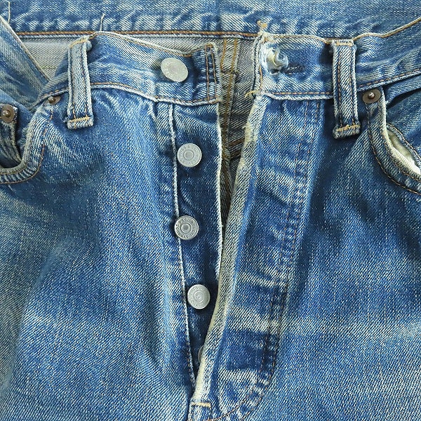 実際に弊社で買取させて頂いたLEVI'S/リーバイス 501 ボタン裏刻印6 71~73年代 ビッグE 不均等V 平行ステッチ ボタンフライ ヴィンテージ デニムパンツの画像 3枚目