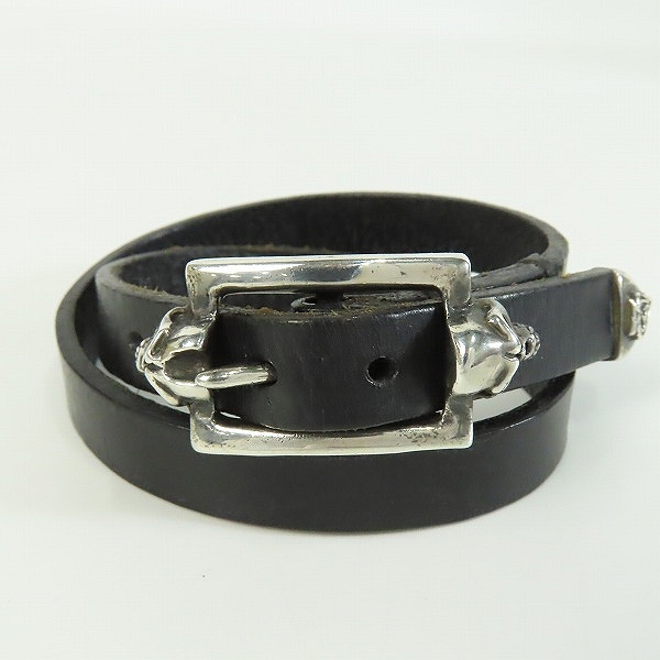 実際に弊社で買取させて頂いた【ギャラ付き】THIRTEEN DESIGNS/サーティーンデザインズ スカル レザー ラップ ブレスレットの画像 1枚目