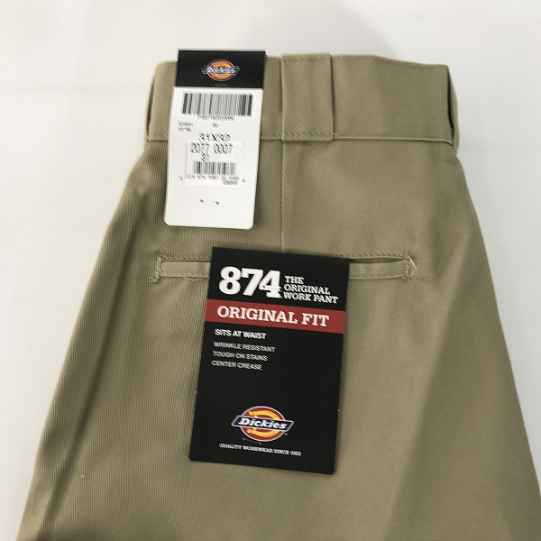 実際に弊社で買取させて頂いた【未使用】Dickies/ディッキーズ 874 Original Fit ワークパンツ カーキ 31×32 の画像 4枚目