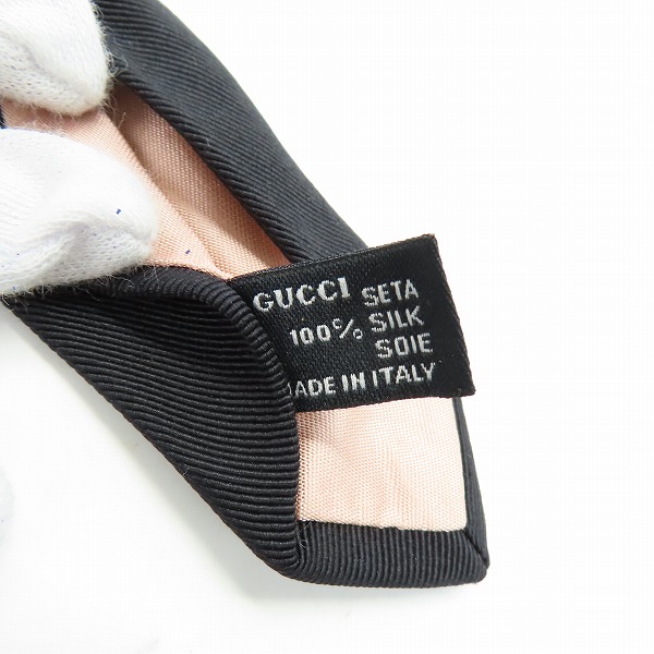 実際に弊社で買取させて頂いたGUCCI/グッチ シルク100%ネクタイ ブラックの画像 4枚目