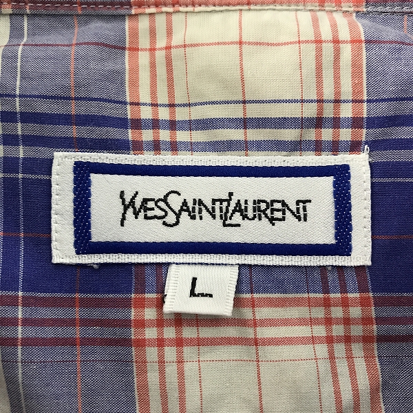 実際に弊社で買取させて頂いたYves Saint Laurent/イヴサンローラン チェック半袖シャツ/Lの画像 2枚目