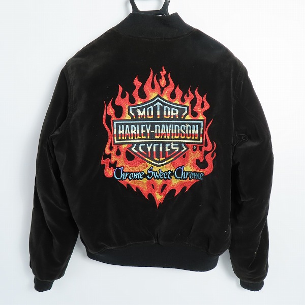 実際に弊社で買取させて頂いたHarley Davidson/ハーレーダビッドソン 90s ベロア ファイヤーパターン スカジャン/Mの画像 1枚目