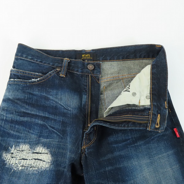実際に弊社で買取させて頂いたWTAPS/ダブルタップス BLUES. SKINNY. TRASH 15AW クラッシュリペア加工デニムパンツ 152GWDT-PTM03/Sの画像 2枚目
