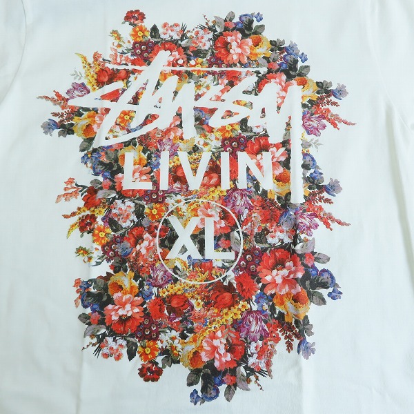 実際に弊社で買取させて頂いた【未使用】STUSSY/ステューシー フラワー プリントTシャツ 半袖カットソー ホワイト Mの画像 4枚目