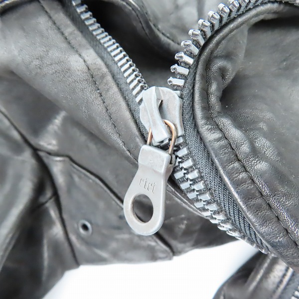 実際に弊社で買取させて頂いたISAMU KATAYAMA BACKLASH/イサムカタヤマバックラッシュ イタリアン ダブルショルダー製品染めダブルライダース 1254-02 Mの画像 6枚目