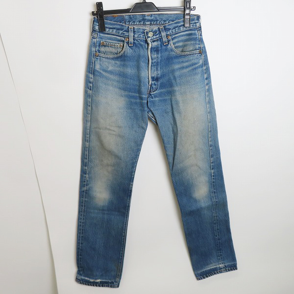 実際に弊社で買取させて頂いたLevi’s/リーバイス 80年代頃 501 刻印555 バレンシア工場 赤耳/スモールe ボタンフライ デニムパンツ