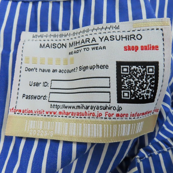 実際に弊社で買取させて頂いたMaison MIHARA YASUHIRO/ミハラヤスヒロ 22SS ダブル レイヤード ストライプ シャツ/ドッキング ジャケット A08SH078/46の画像 6枚目