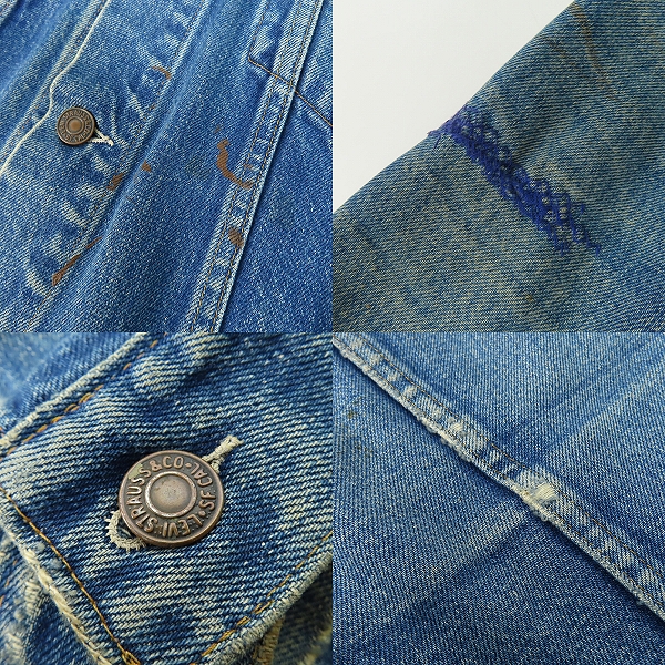 実際に弊社で買取させて頂いたLevis/リーバイス ヴィンテージ 3rd TYPE 刻印350 ビッグE 不均等V デニムジャケットの画像 5枚目