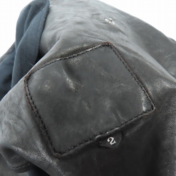 実際に弊社で買取させて頂いたISAMU KATAYAMA BACKLASH/イサムカタヤマバックラッシュ イタリアン ダブルショルダー製品染めダブルライダース 1254-02 Mの画像 2枚目