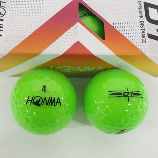 実際に弊社で買取させて頂いた【未使用】HONMA/ホンマ D1 DYNAMIC DISTANCE ゴルフボール イエロー・グリーン 計18個の画像 3枚目