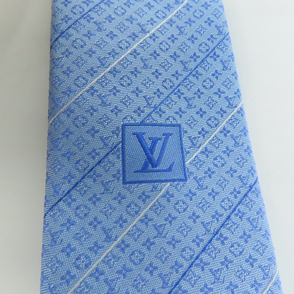 実際に弊社で買取させて頂いたLOUIS VUITTON/ルイ・ヴィトン モノグラム ネクタイ/シルク100％ ネクタイ ブルー MR0261 の画像 6枚目
