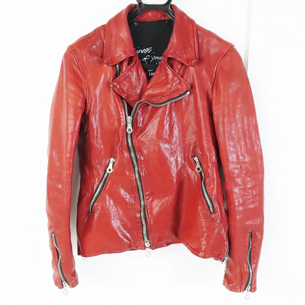 実際に弊社で買取させて頂いたBACKLASH/バックラッシュ イタリアンダブルショルダー 製品染め ダブルライダース 1254-02/Ｍ