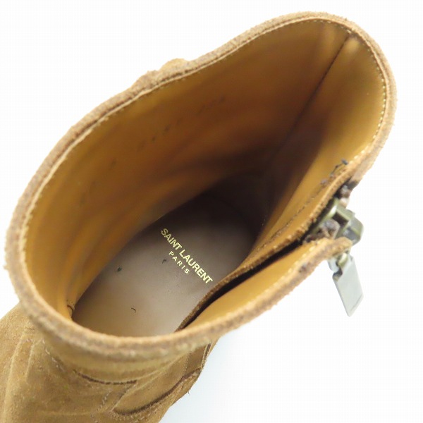 実際に弊社で買取させて頂いたSAINT LAURENT PARIS/サンローラン フリンジ サイドジップ スエード ヒールブーツ 579491/39.5の画像 4枚目