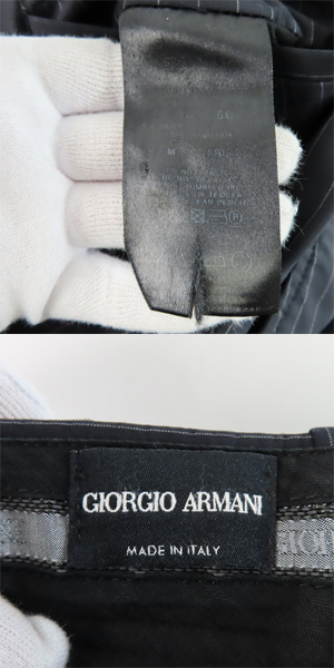 実際に弊社で買取させて頂いたGIORGIO ARMANI/ジョルジオアルマーニ セットアップ スーツ ストライプ ジャケット/パンツ 50の画像 5枚目