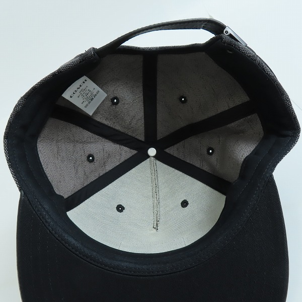 実際に弊社で買取させて頂いたCOACH/コーチ シグネチャー柄 ロゴワッペン キャップ 帽子 ブラック/グレーの画像 4枚目