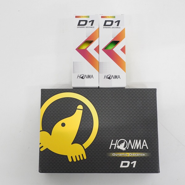 実際に弊社で買取させて頂いた【未使用】HONMA/ホンマ D1 DYNAMIC DISTANCE ゴルフボール イエロー・グリーン 計18個の画像 4枚目