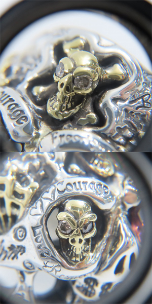 実際に弊社で買取させて頂いたBWL アルティメットマスタースカルリング w/2 18Kコフィン/スパイダーウェブ等 ゴールドサダー w/ストーンアイ/20-21号の画像 7枚目