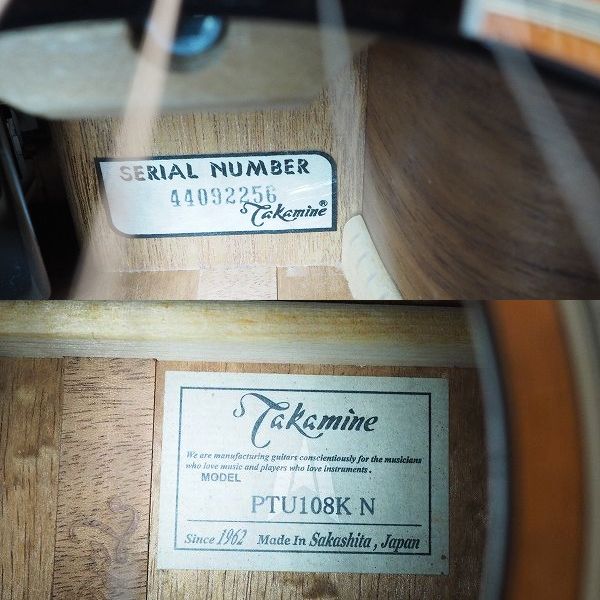 実際に弊社で買取させて頂いた★Takamine/タカミネ PTU108K N エレアコ/アコースティックギター/アコギ 2006年製 ハードケース付の画像 4枚目