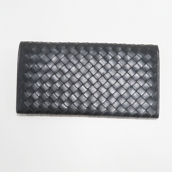実際に弊社で買取させて頂いたBOTTEGA VENETA/ボッテガヴェネタ イントレチャート ブラック 二つ折り長財布の画像 1枚目