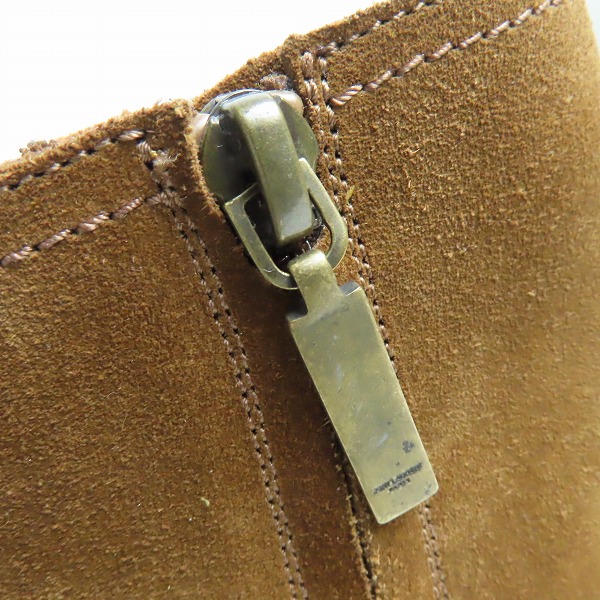 実際に弊社で買取させて頂いたSAINT LAURENT PARIS/サンローラン フリンジ サイドジップ スエード ヒールブーツ 579491/39.5の画像 7枚目