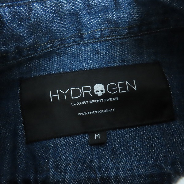 実際に弊社で買取させて頂いたHYDROGEN/ハイドロゲン レザー スター 星条旗ワッペン USED加工 デニムシャツ Mの画像 2枚目